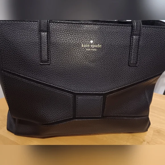 Kate Spade ♠️ Big Bow Black Leather Satchel NWOT - Picture 2 of 9